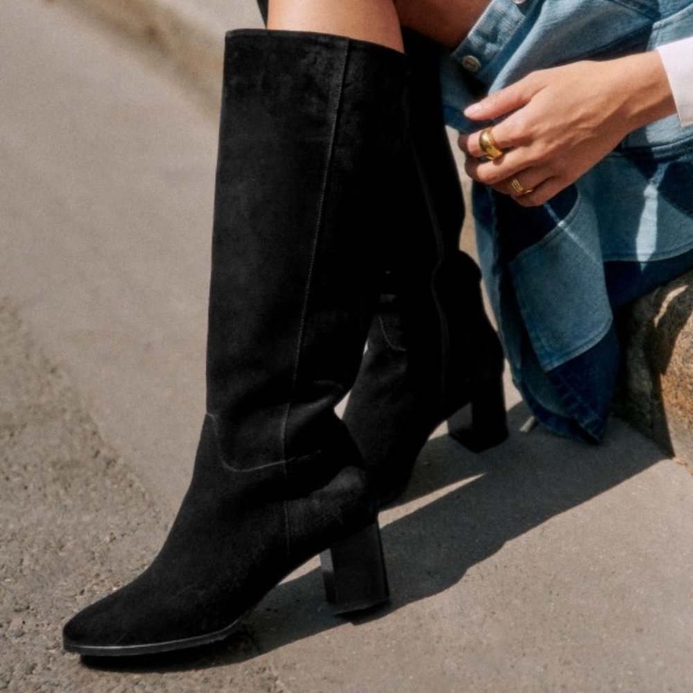 Sezane Adele Boots | Black Knee High Leather| Size 39